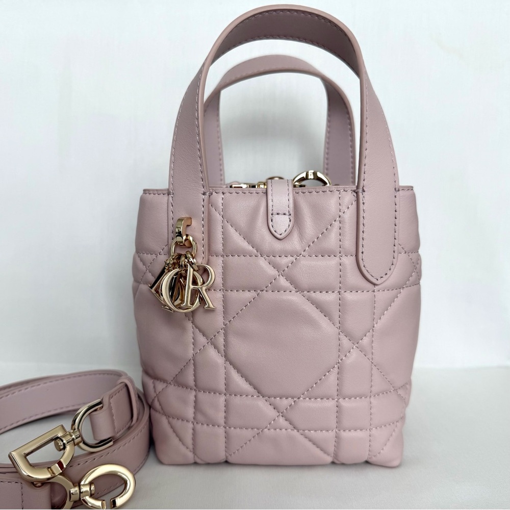 Dior Powder Pink Vertical Toujours Macrocannage Mini Tote Bag Designer
